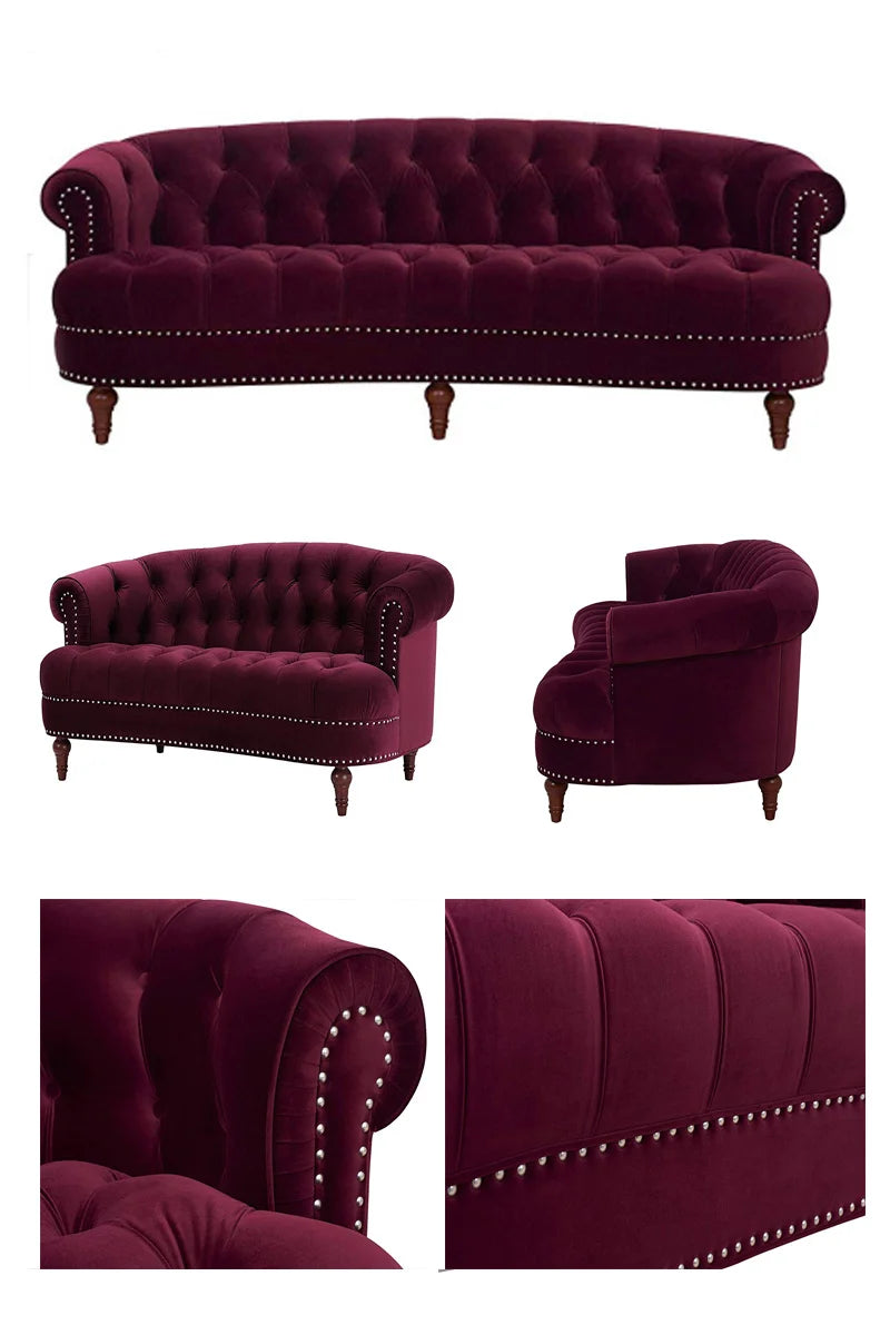 Velvet Sofa 3-Seat: Luxurious Upholstered Couch for Living Room, Hotel & Apartment