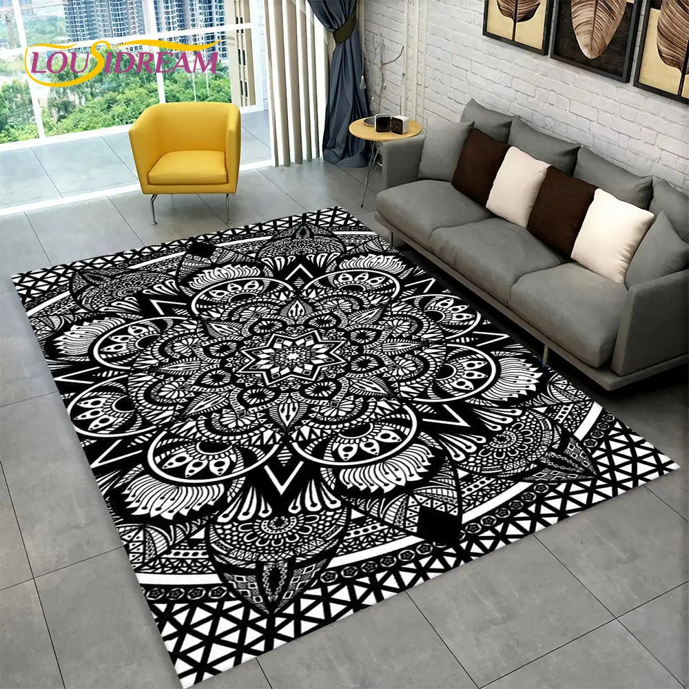 Bohemian Mandala Geometric Area Rug,Carpet Rug for Home, Living Room,Bedroom,Sofa,Doormat,Kitchen ,Kids Room-Non-slip Floor Mats