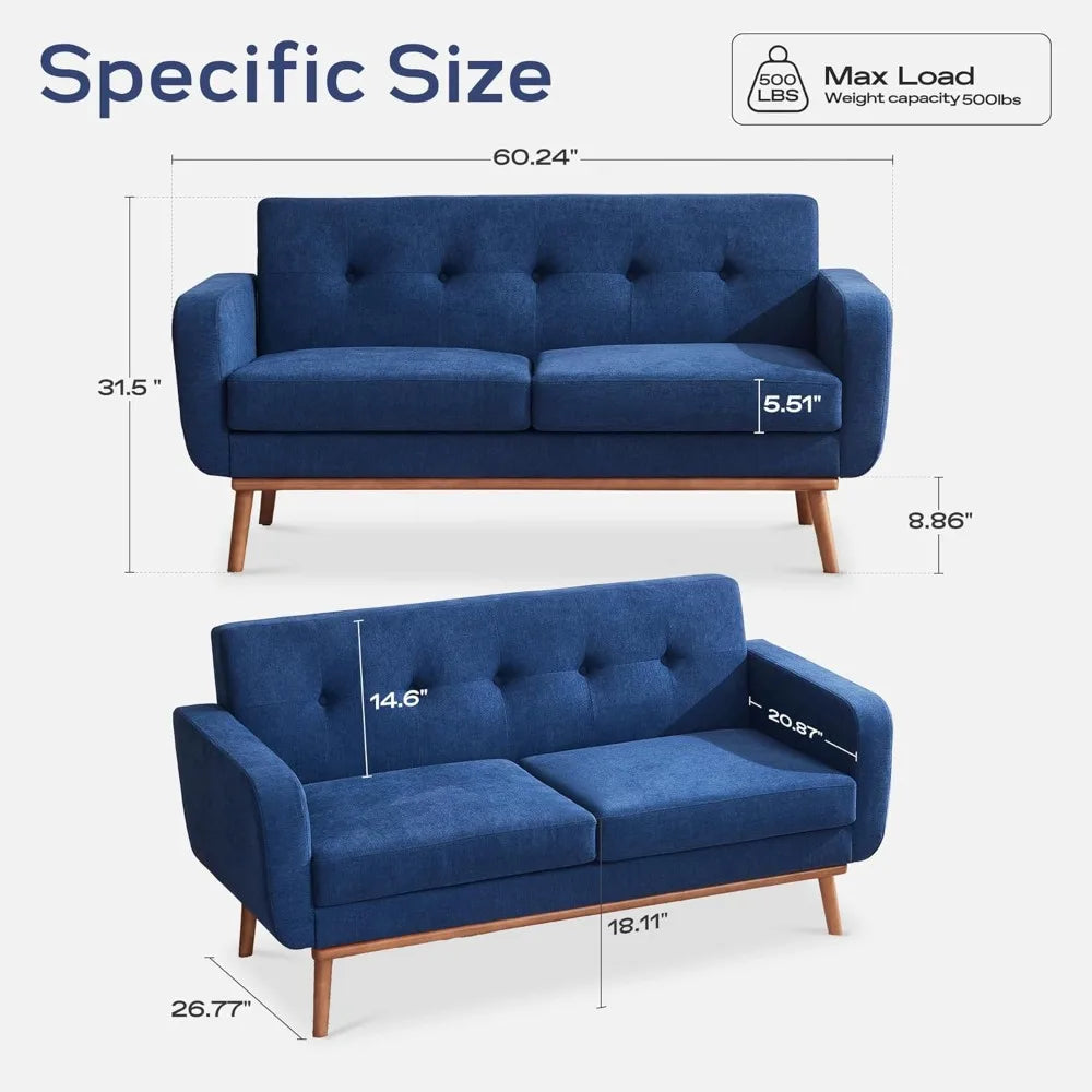 Button-Tufted Sofa Set – Upholstered Living Room Collection