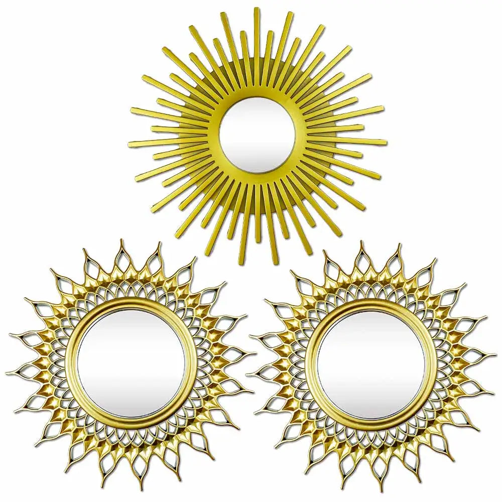 Sunburst Wall Mirror - Round Decorative Gold or Silver - Boho Decor