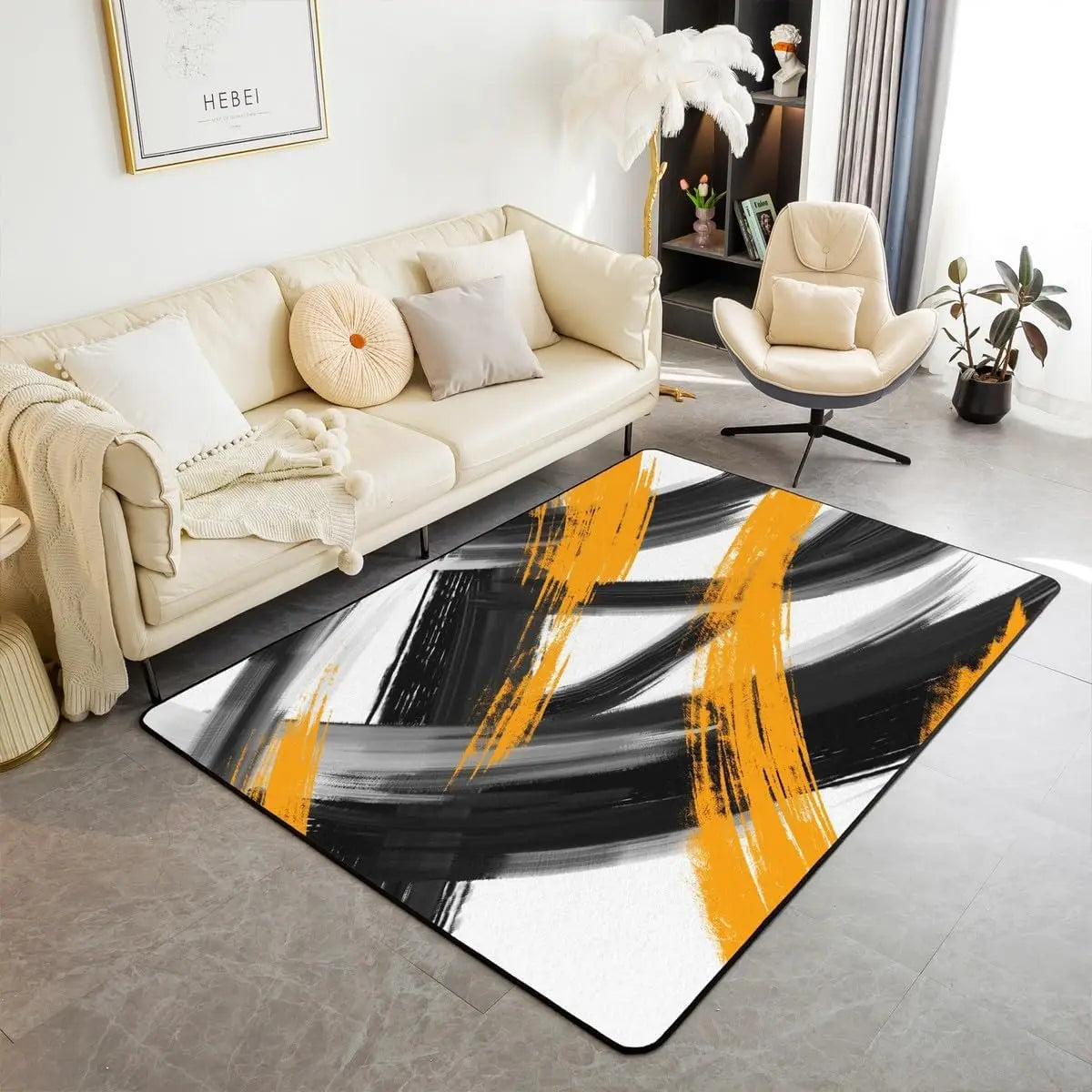 Modern Abstract Brushstroke Rug - Contemporary Art Carpet