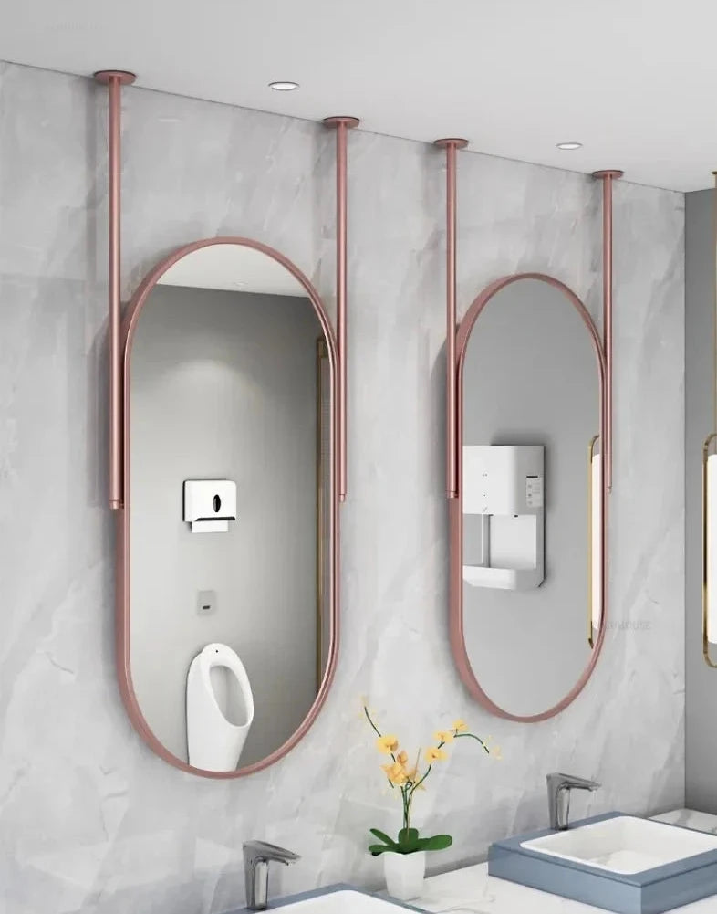 Oval LED Bathroom Mirror - Nordic Metal Frame, Gold Finish, 60x100cm