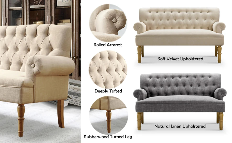 Rosevera Celino Loveseat - Sofa for Living Room, Couch in a Box, Love Seat Furniture, Linen, Beige