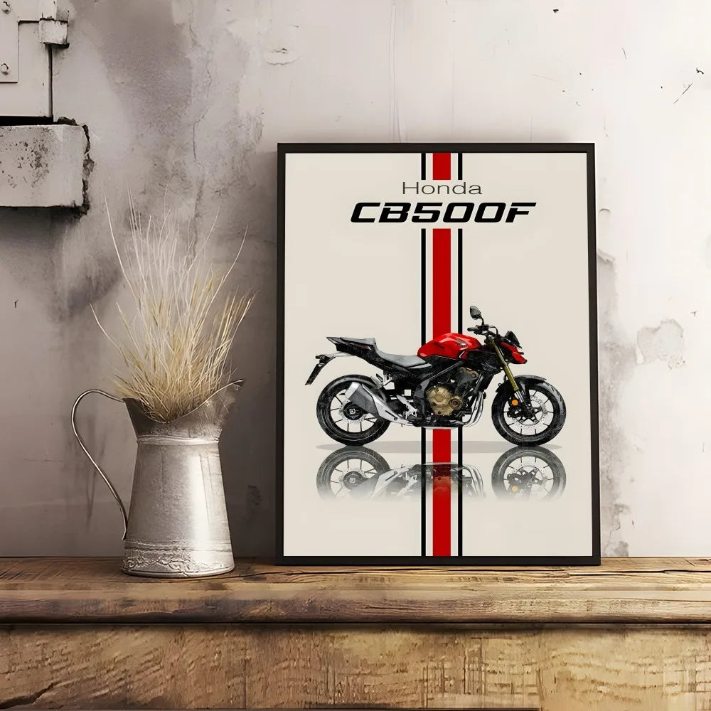 Bold H-HonDAS Motorcycle Poster Canvas Wall Art - Waterproof Print