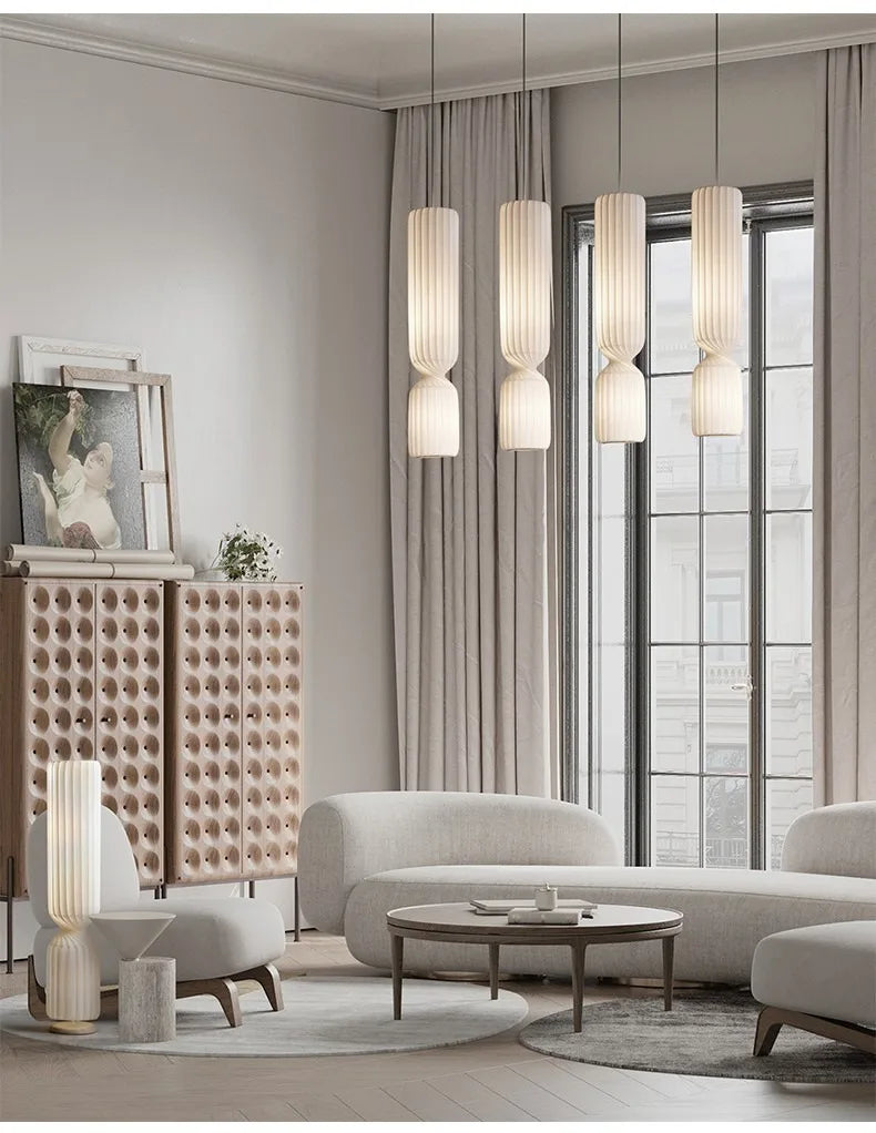 Floor Lamp: Sculptural Fluted Design in White - Modern Statement Lighting