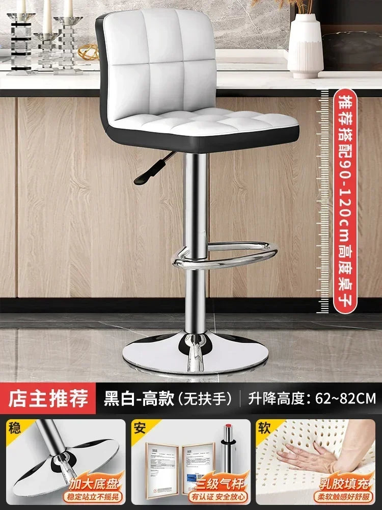 Upholstered Bar Stools 24-Inch Counter Height Stools Modern Kitchen Chairs with Metal Base PU Leather Stools