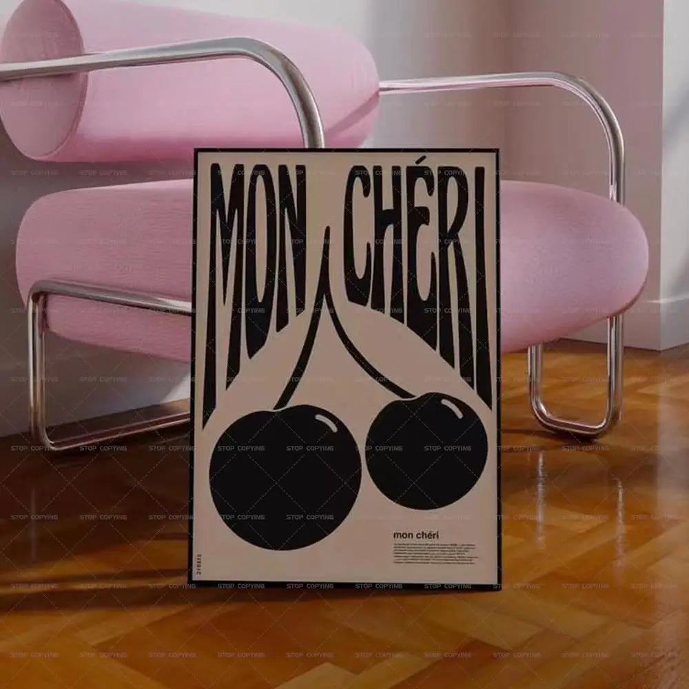 Retro Mon Cheri Canvas Wall Art Painting Poster for Living Bedroom ,Hallway etc