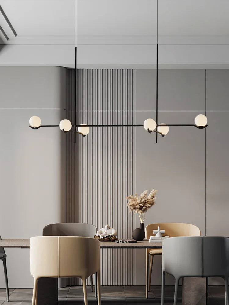 Chandelier: Modern Branching Globe Light in Black - 6 Lights