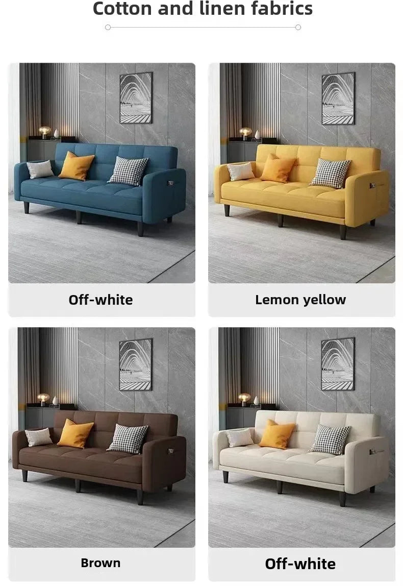 Sofa living room Small apartment rental room Folding sofa bed Single double bedroom Simple modern apartment Fabric sofa