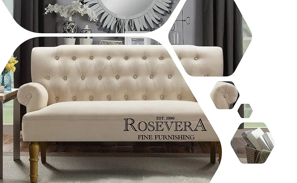 Rosevera Celino Loveseat - Sofa for Living Room, Couch in a Box, Love Seat Furniture, Linen, Beige
