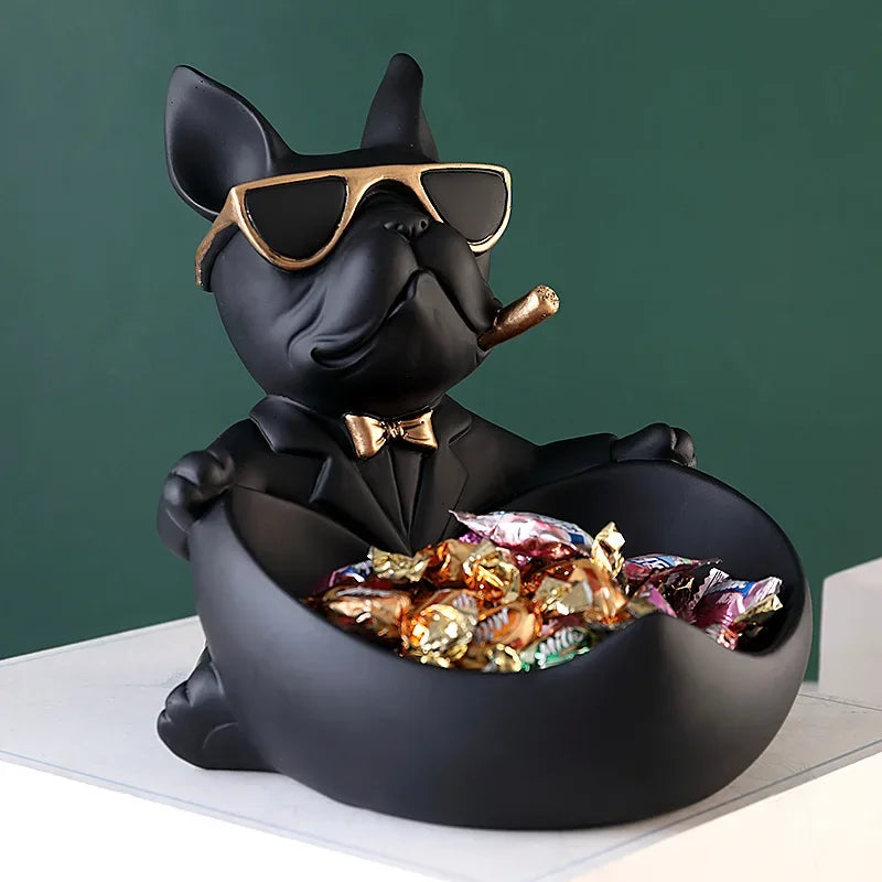 Cool Dog Figurine Storage Box - Resin Sculpture | Home Decor