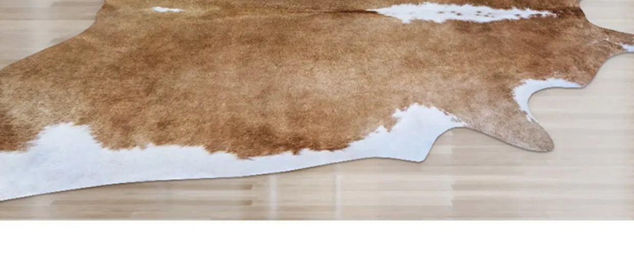 Irregular Faux Cowhide Area Rug - Plush Anti-Slip Mat