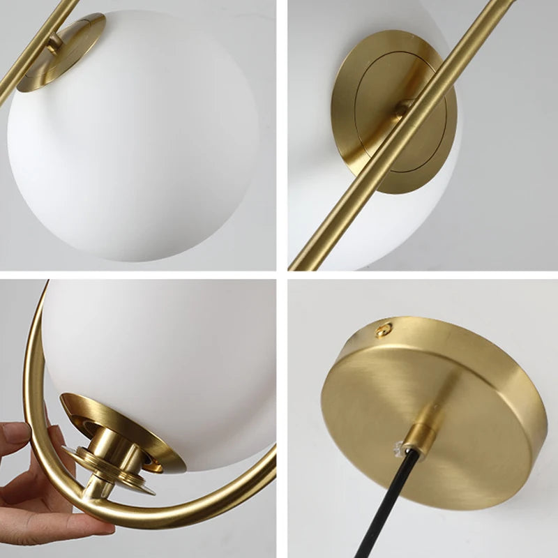 Nordic Glass Ball Pendant Lights Brass Black Hanging Lamp Modern Living Room Dining Bedroom Decor Ceiling Lighting Fixture House