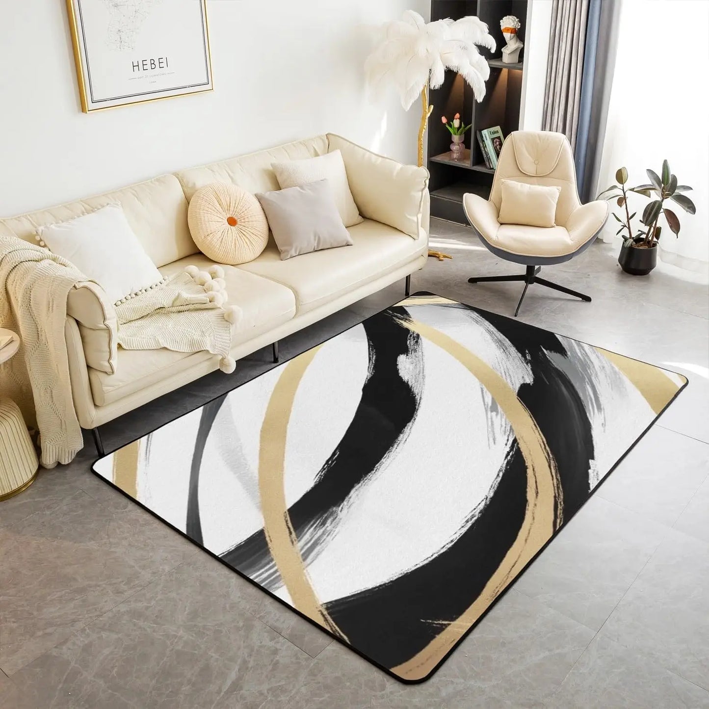 Modern Abstract Brushstroke Rug - Contemporary Art Carpet