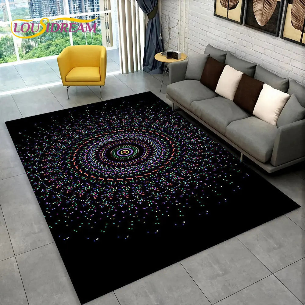 Bohemian Mandala Geometric Area Rug,Carpet Rug for Home, Living Room,Bedroom,Sofa,Doormat,Kitchen ,Kids Room-Non-slip Floor Mats