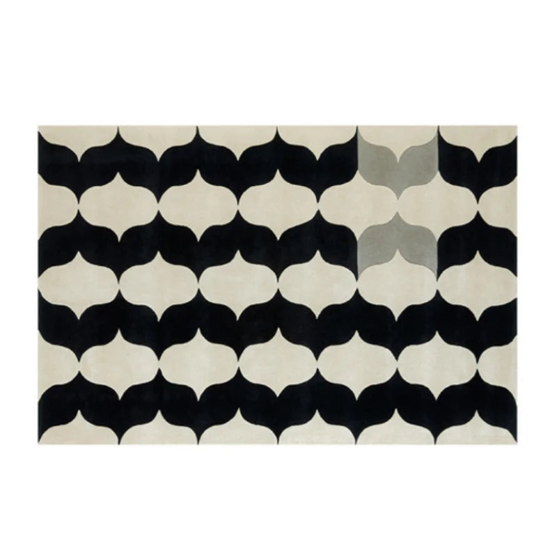 Retro Striped Rug - Navy & White or Black & White Geometric Carpet