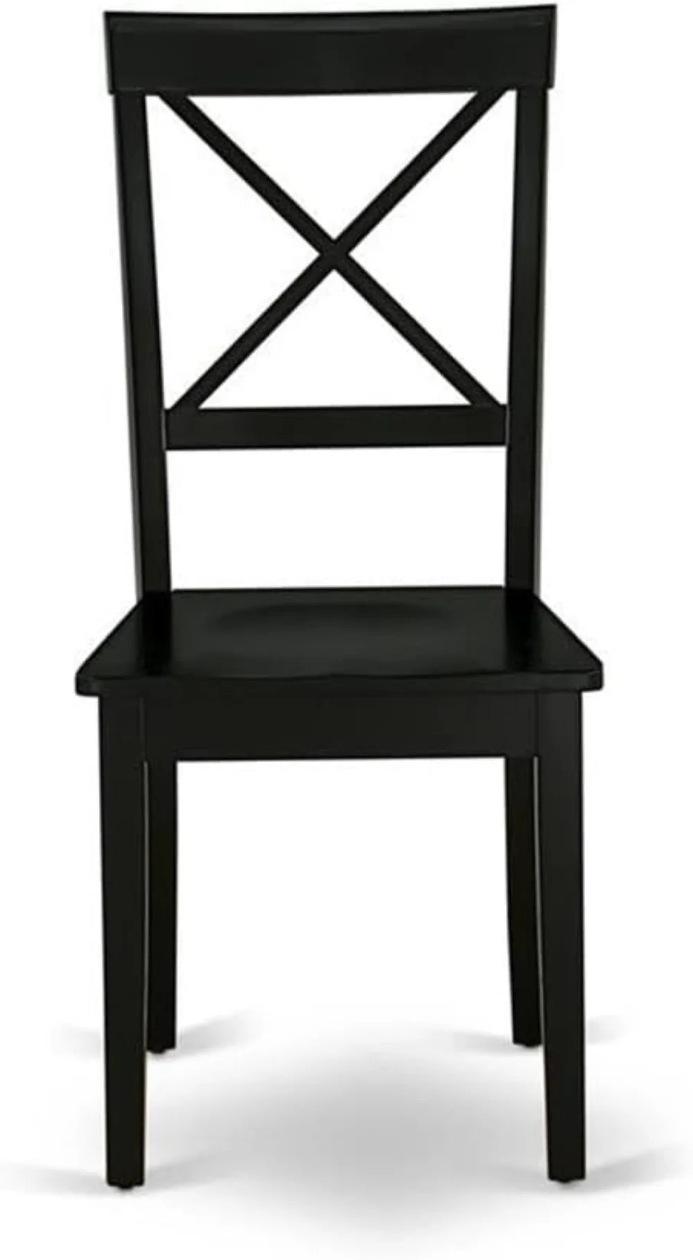 Modern Cross Back Dining Chairs, Set of 2 in Black with Solid Wood Seat for Elegant Home Decor