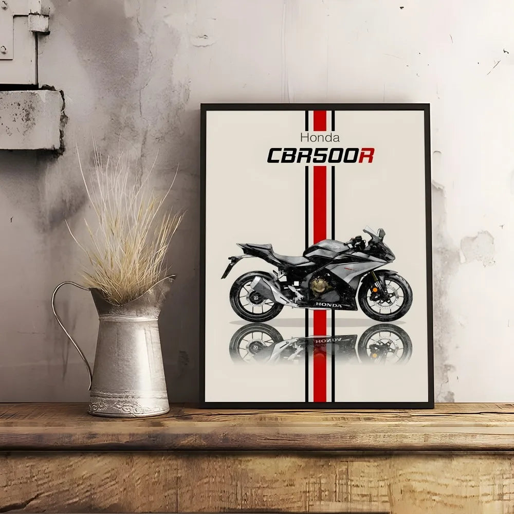 Bold H-HonDAS Motorcycle Poster Canvas Wall Art - Waterproof Print