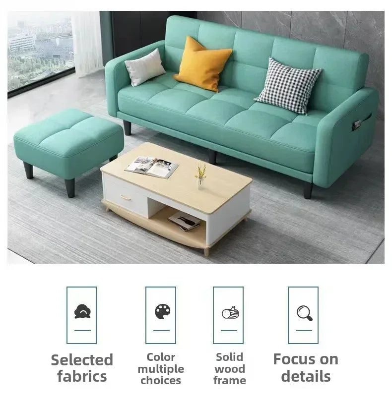 Sofa living room Small apartment rental room Folding sofa bed Single double bedroom Simple modern apartment Fabric sofa