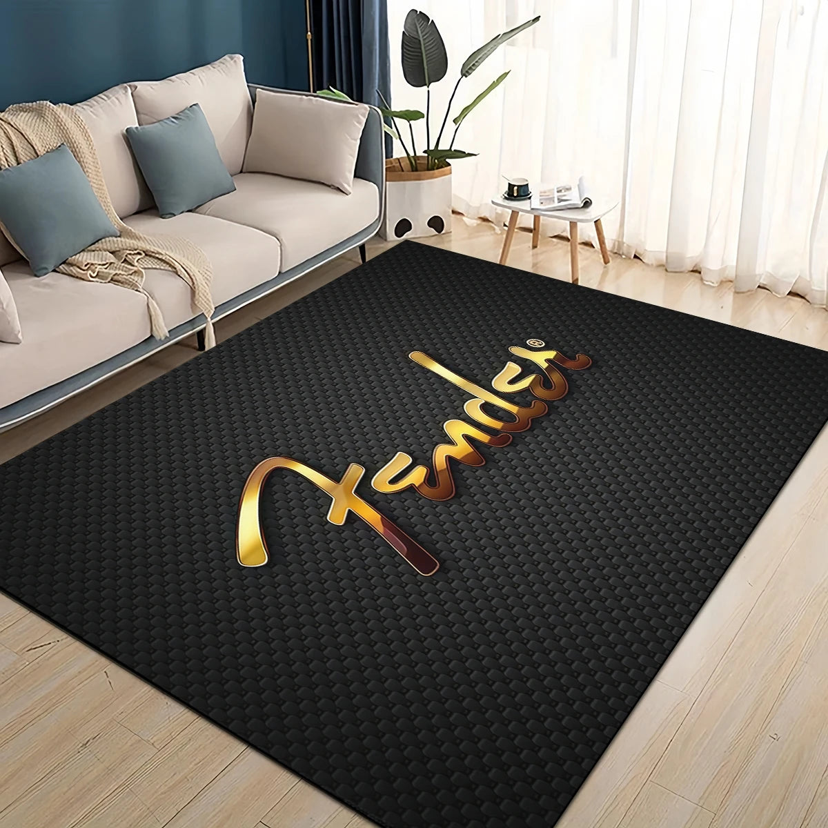 3D Retro Fender logo Guitar Instruments Music Carpet Rug for Living Room Bedroom Home Sofa Decoration,kids Non-slip Floor Mat