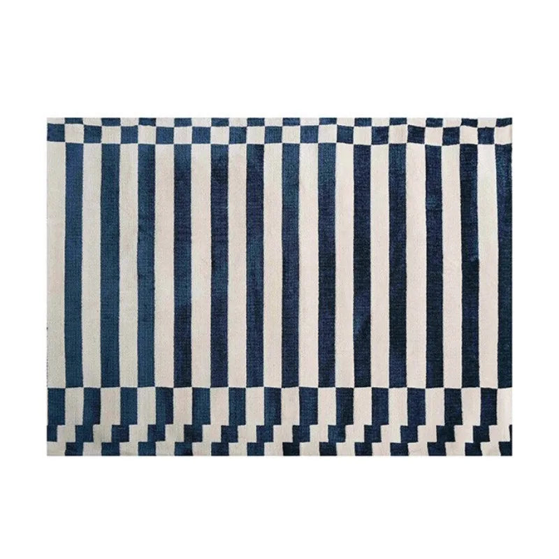 Retro Striped Rug - Navy & White or Black & White Geometric Carpet