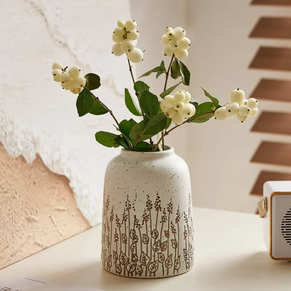 Countryside Ceramic Lavender Vase - Small Decorative Flower Vase