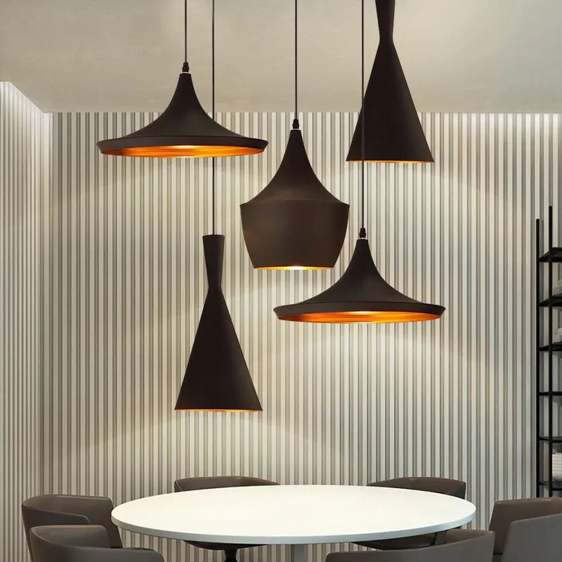 Pendant Light Set: Industrial Black & Gold in Multiple Shapes for Dining & Kitchen