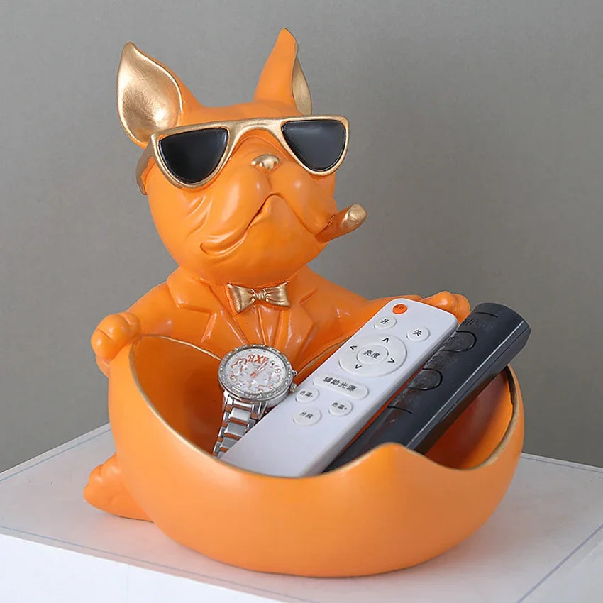Cool Dog Figurine Storage Box - Resin Sculpture | Home Decor