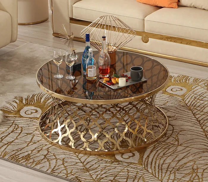 creative corner few gold stainless steel round few mirror edge few sofa side table side cabinet casual small coffee table