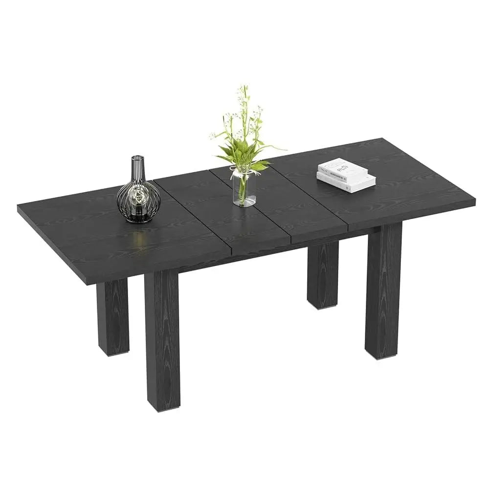 Vabches Extendable Dining Table for 6-8 Seater Wooden Kitchen Table Modern Rectangle Dinner Table Space Saver for Dining Room