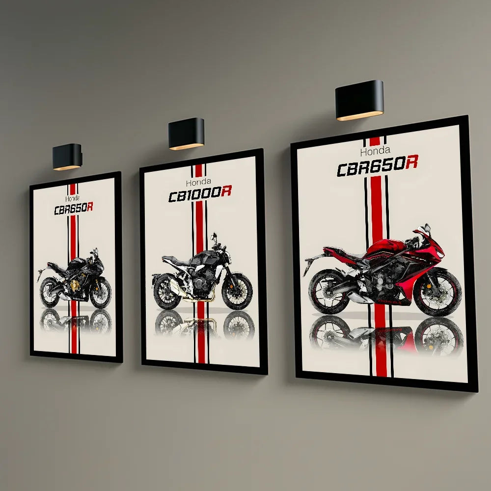 Bold H-HonDAS Motorcycle Poster Canvas Wall Art - Waterproof Print