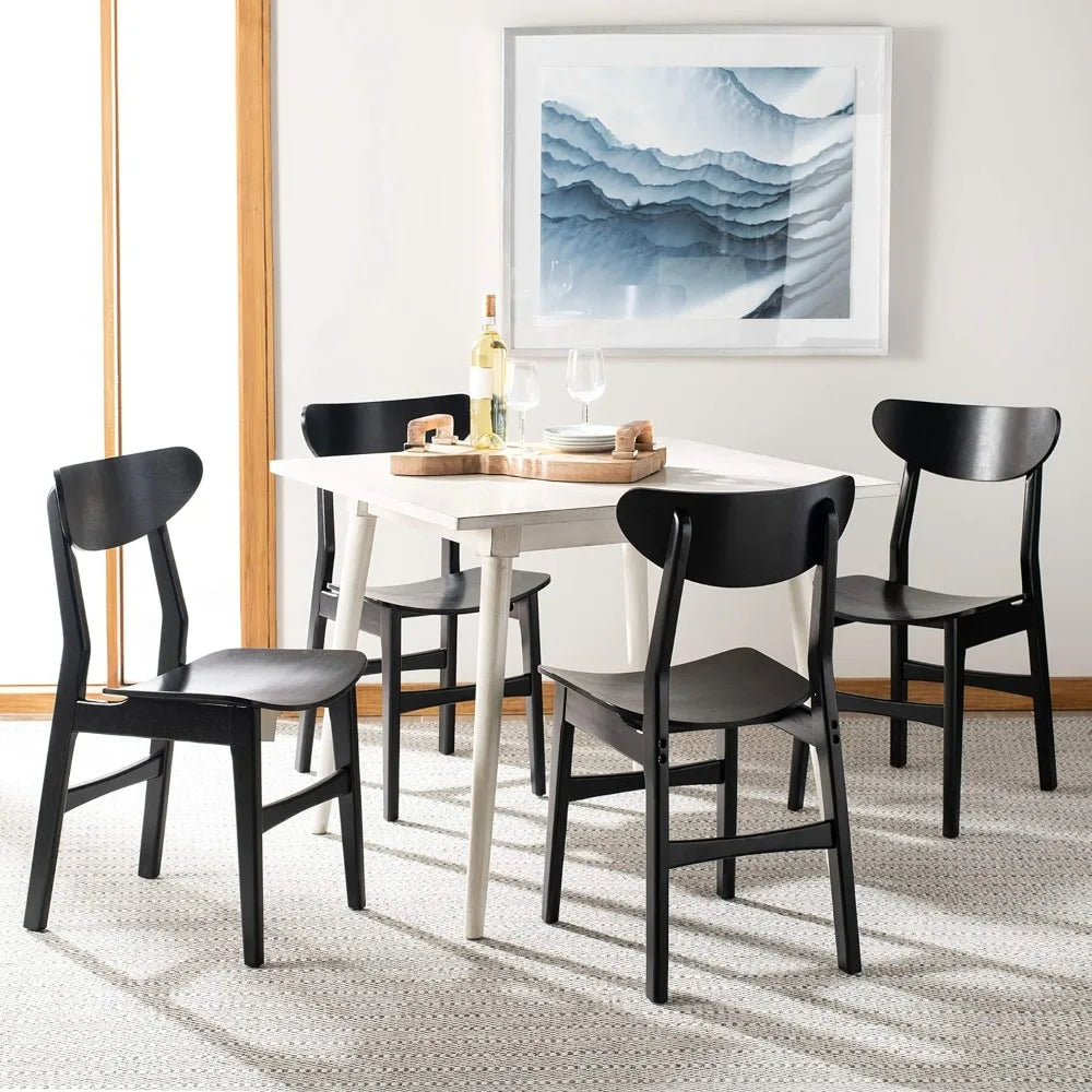 Retro Dining Chairs Set of 2 - Black Wood Finish