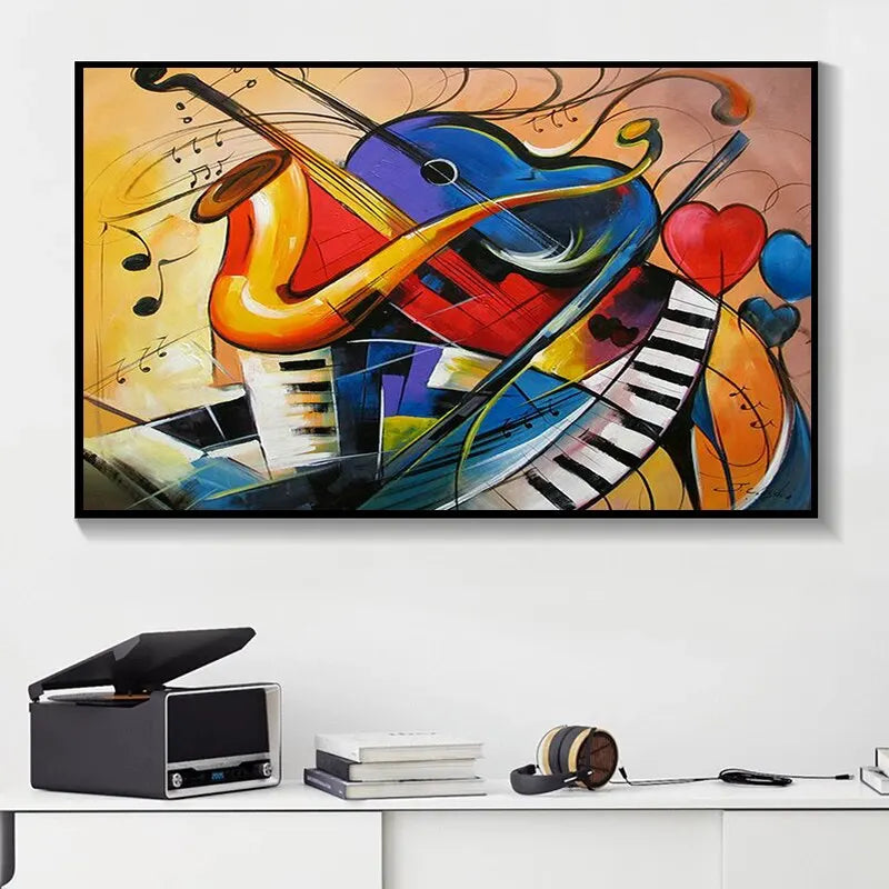 Abstract Music Guitar Canvas Painting  Wall Art Posters  Prints Cuadros Decor for Living Room No Frame  Artistic Home Decor