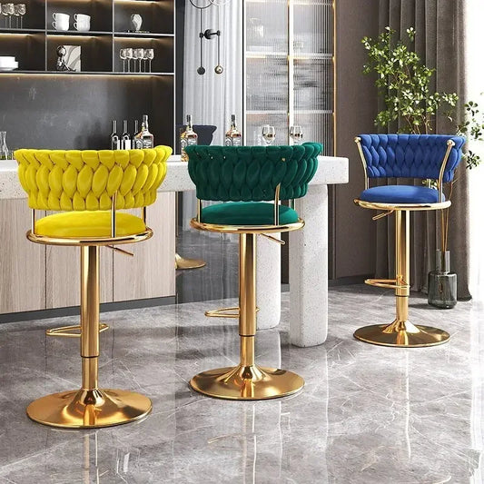 Black And Golds Bar Stool Beige High Kitchen Home Light Luxury Backrest Chair Iron Island Tabourets De Bar Dining Chairs Hocker