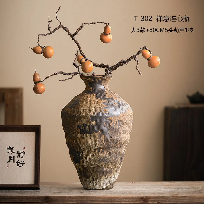Jingdezhen Ceramic Vase Retro Style Nostalgic Pure Handmade B & B Hotel Tea Room Wabi Sandy Wind Zen Ornament Flower Ware