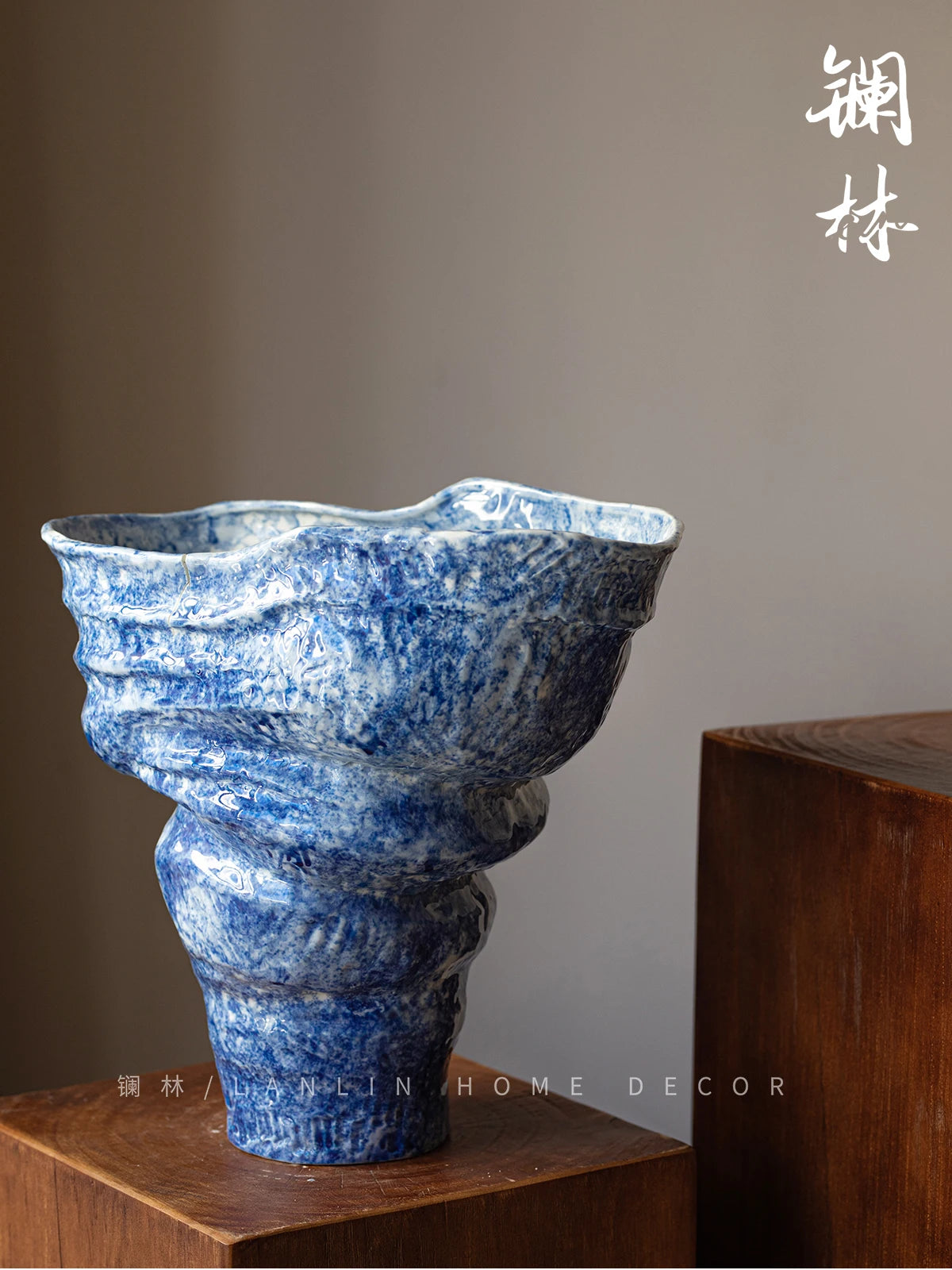 Wabi Sabi Handmade Ceramic Vase  Jingdezhen SeashellShaped Zen Decor Sculptural Art Pot for Home & Hotel Decor