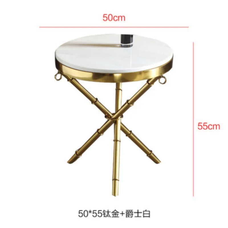 Luxury Home Gold Metal Base Round Small Coffee Table Furniture Modern Round White Marble Sofa Side Table for Living Room