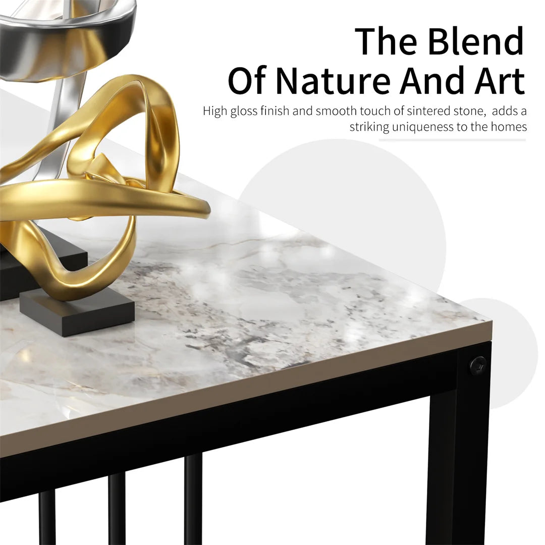 LUVODI Rectangle Console Entry Table Storage Accent Table Behind Sofa for Entryway with Black Metal Frame,