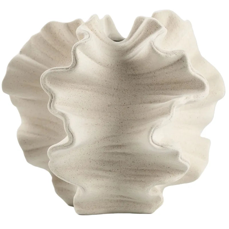 Ceramic Vase - Geometric Wavy Petal Shape Flower Vase