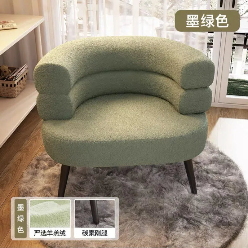 Modern Accent Chair, Single Couch Chair Lazy Sofa Accent Chair, Curved Design backrest for Living Room Bedroom lambswool fabric