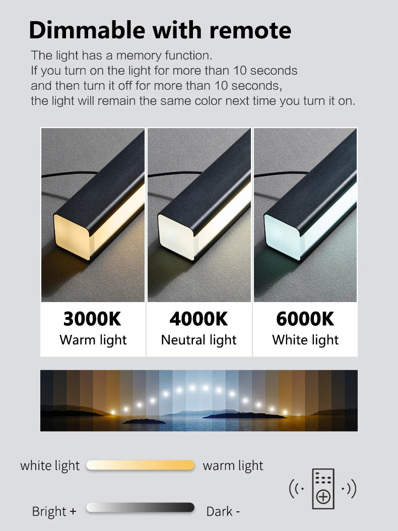 LED Linear Chandelier: Modern Minimalist Pendant Light for Dining Room & Kitchen Island