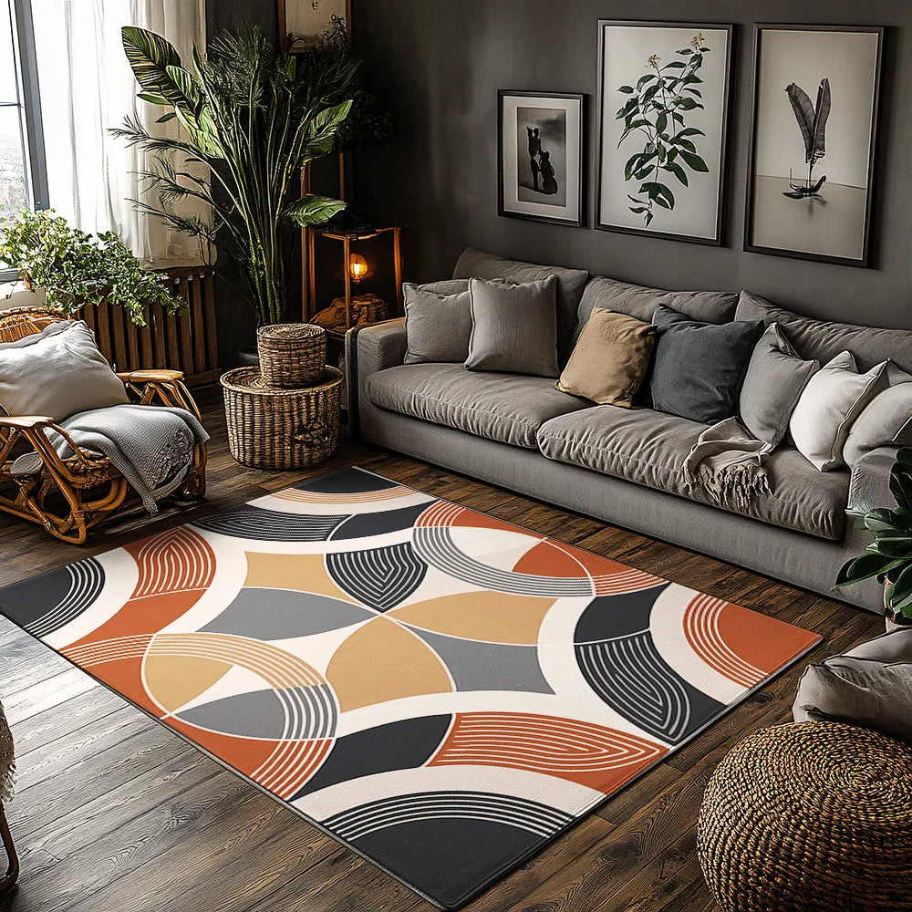 Abstract Area Rug Modern Geometric Carpet Living Room Floor Mat Home Decor Non-Slip Floor Covering Contemporary Design Indoor Ru