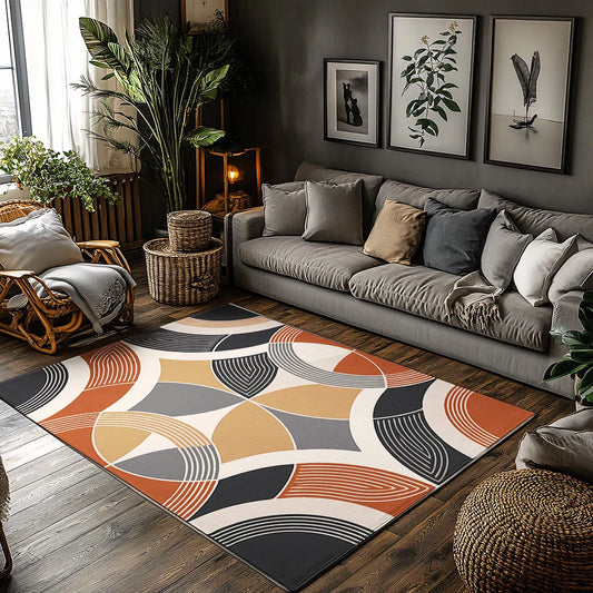Abstract Area Rug Modern Geometric Carpet Living Room Floor Mat Home Decor Non-Slip Floor Covering Contemporary Design Indoor Ru