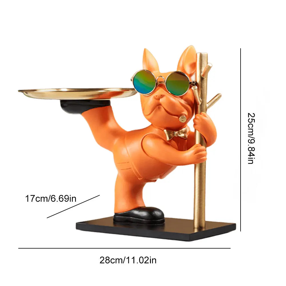 Magnate Pitbull Statue - Resin Sculpture with Storage Tray | Home Decor