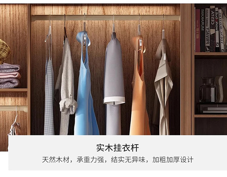 Nordic Wardrobe Bedroom Simple Glass Sliding Door Walnut Color Cabinet Sliding Door Wardrobe