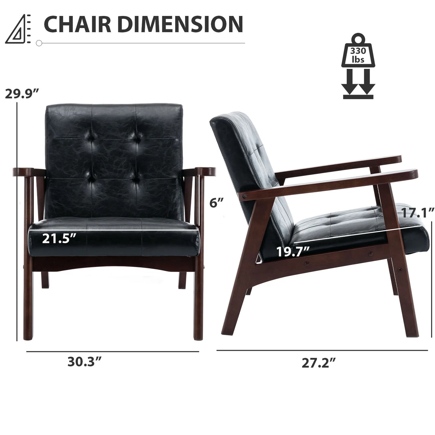 EBELLO PU Leather Reading Armchair Corner Chairs Accent Chair for Living Room Bedroom