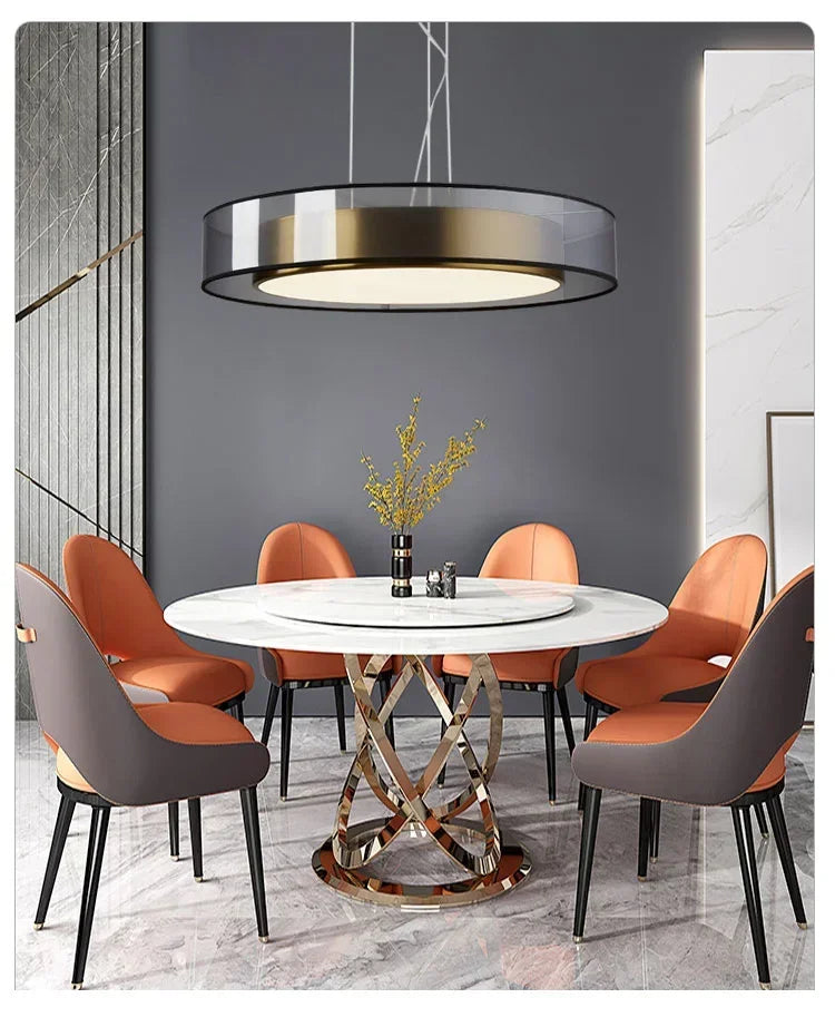Pendant Light: Modern Circular Ring LED in Gold & White for Dining & Living Room