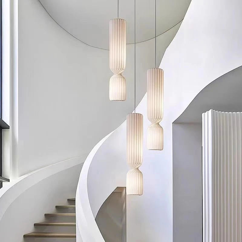 Floor Lamp: Sculptural Fluted Design in White - Modern Statement Lighting