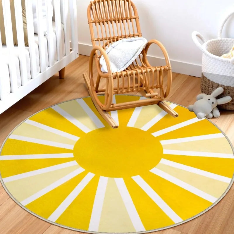 Graphic Sunburst Round Rug - Modern Geometric Design