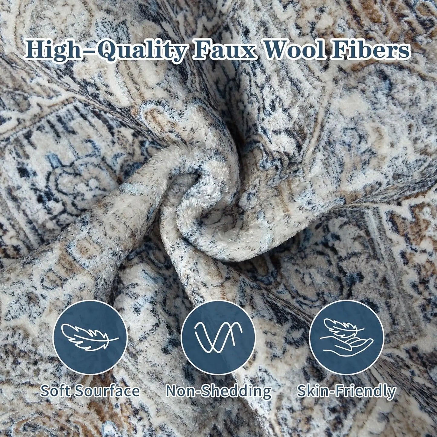 Vintage Persian Rug - Faux Cashmere Area Carpet